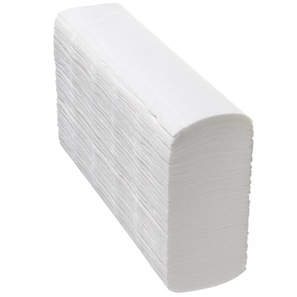 Essuie-mains plié en Z blanc en pure ouate de cellulose - 21,6 x 23 cm - paquet de 25 cartouches de 150 formats