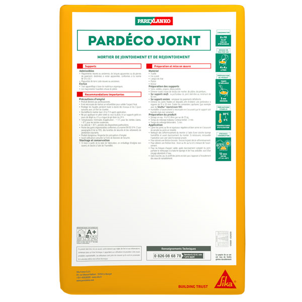 Mortier de jointoiement PARDÉCO JOINT Parex spécial façades neuves - G20 Blanc cassé - Sac de 25 KG