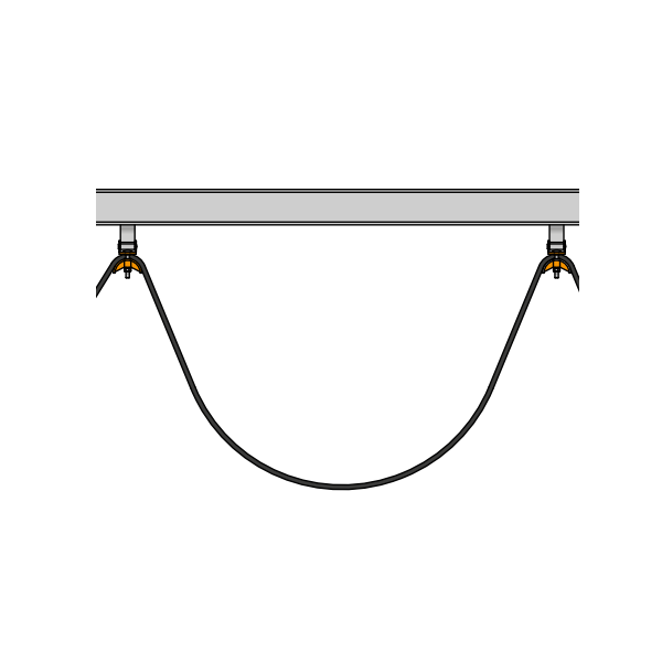 Chariot porte câble plat à support oscillant et 4 galets Mantion 2432P pour câble de 45 x 20 mm max