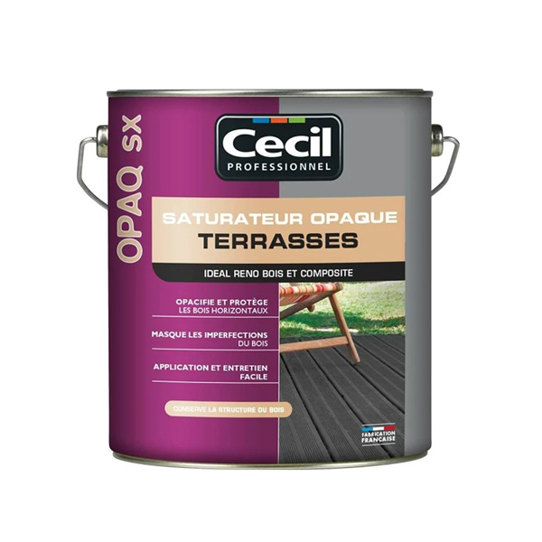 Saturateur opaque terrasse bois OPAQ SX Cecil Professionnel Teck mat 1L