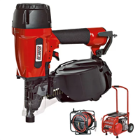 Cloueur pneumatique pour pointes en rouleau Alsafix C 28/70 P1 avec compresseur électrique 10 bar Alair 20/255 et enrouleur de 30 mètres