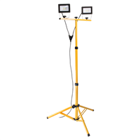Projecteur chantier LED sur trépied 1,5 m en aluminium - 2 x 20 W - 3200 lm - IP65 - Câble de 3 m