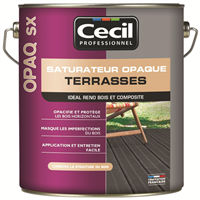 Saturateur opaque pour terrasse bois - OPAQ SX Cecil Professionnel - Bois grisé mat - Pot 5L