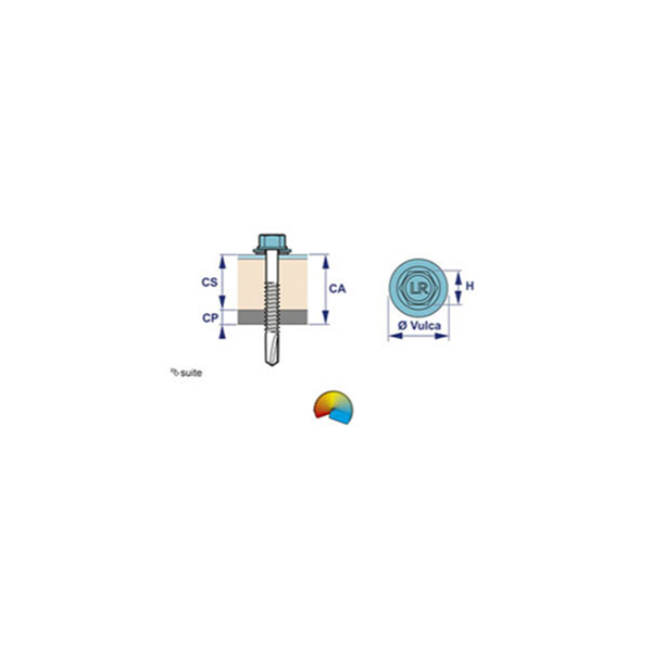 Vis autoperceuse tête hexagonale Colorvis avec rondelle VG 14 dimensions 4.8x20 RAL 7016 - boîte de 100