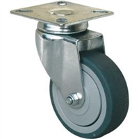 Roulette avec bandage TPE gris corps polypropylène gris diamètre 75 mm charge 75 kg