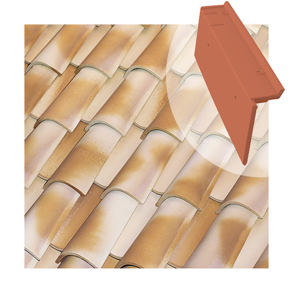 Tuile de rive à rabat universelle Tejas Borja - côté gauche du toit - coloris Nature Rosarena - 470 MM x 90 MM