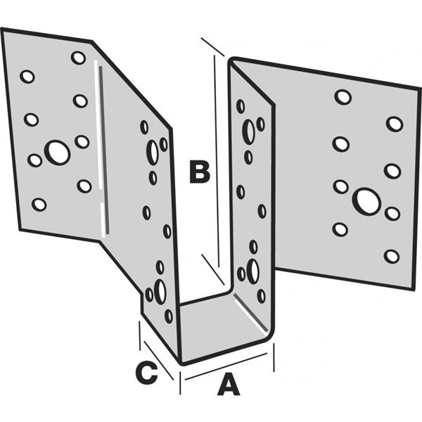 Sabot à angle 45° sens Droit - largeur 38 MM - hauteur 106 à 159 MM