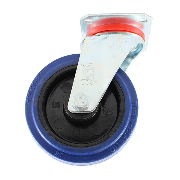 Roulette sur platine pivotante caoutchouc bleu diamètre 125 mm PRODIF-SOMEC 022151