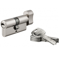 Cylindre à bouton haute sûreté Thirard Trafic 6 - profil européen - laiton nickel satin - 5 clés - 30 x 30 mm