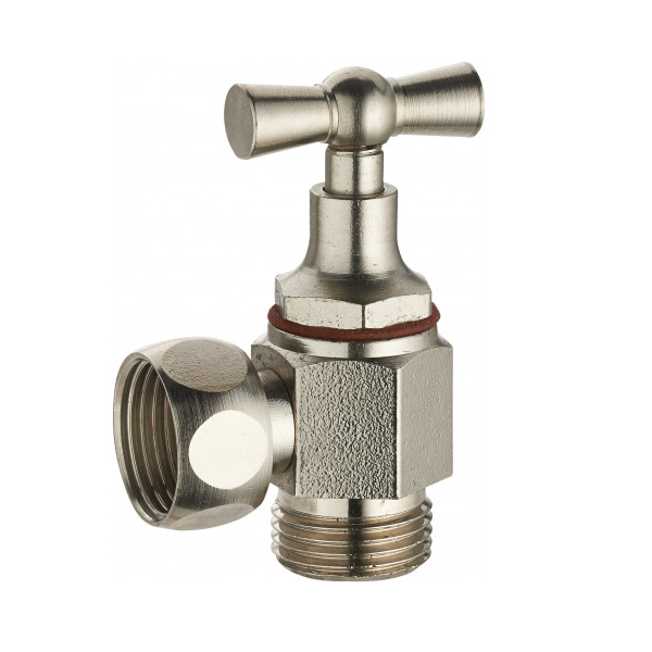 Robinet d'arrêt à clapet à écrou libre pour WC équerre - Filetage MF 12 x 17 - Laiton nickelé