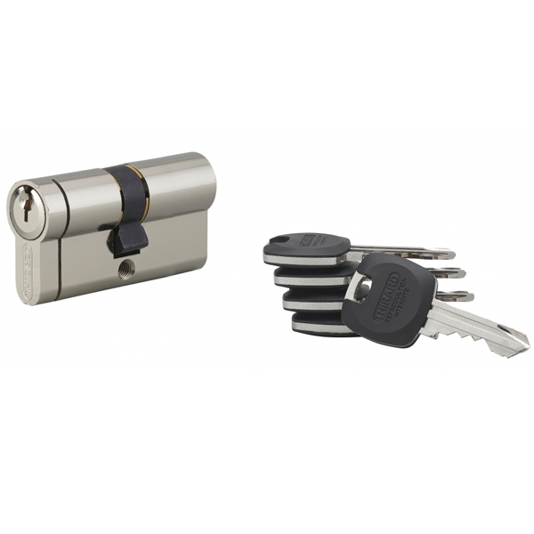 Cylindre haute sûreté Thirard HG5+ - profil européen - laiton nickelé - 5 clés - 30 x 30 mm