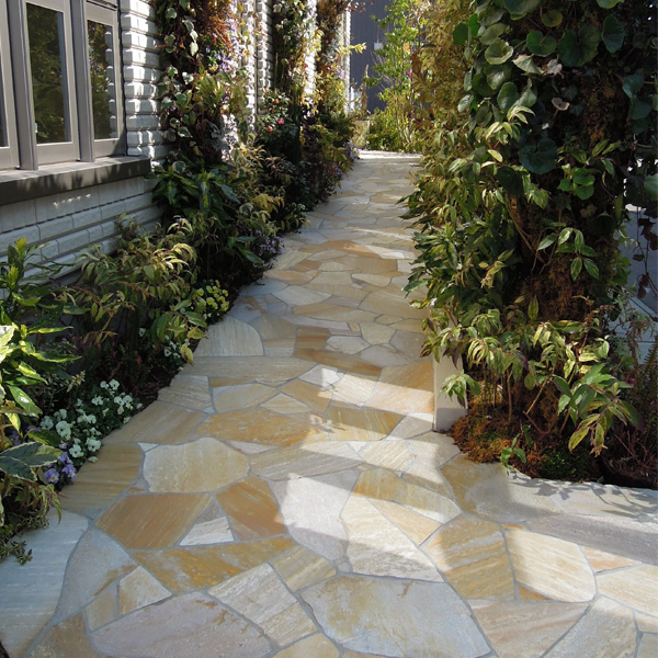 Pierres naturelles Quartzite Brésil - pose en Opus incertum - Ép. 1,5 à 2,5 cm