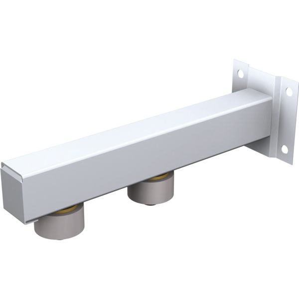 Guide supérieur réglable à visser pour portail roulant rail au sol monté avec 2 olives Ø 50 mm