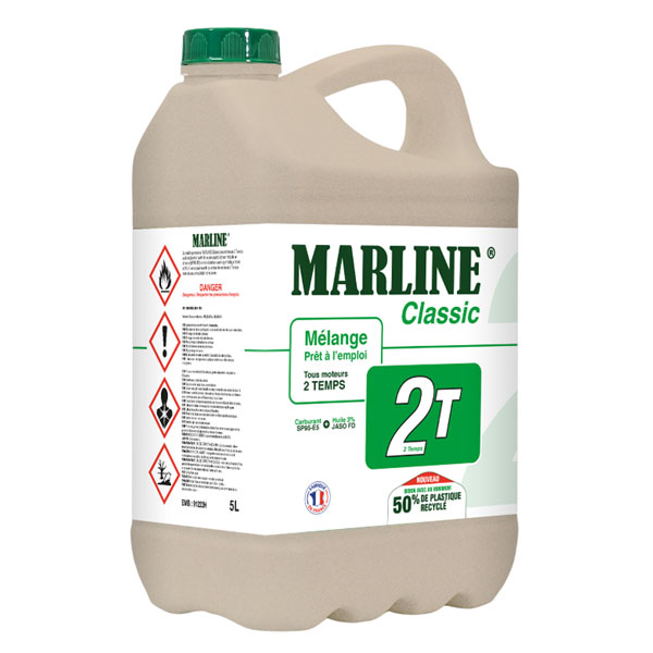 Mélange prêt à l'emploi pour moteurs 2 temps - Marline Classic 2T - Super carburant 95E5 + lubrifiant 3% - Bidon de 5 litres