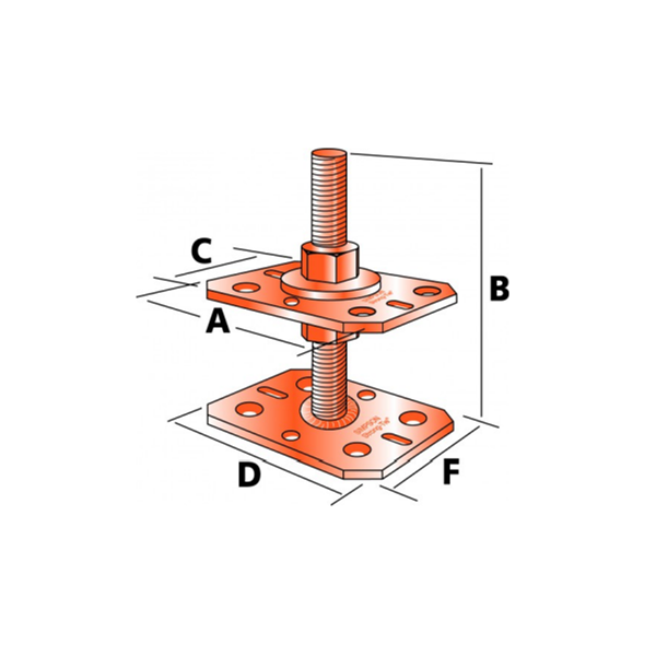 Pied de poteau réglable 30 à 90 mm