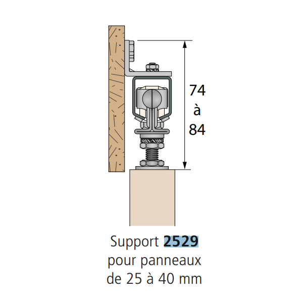 Support équerre renforcé Mantion 2529 pour fixation murale de rails 2525 et MA80A