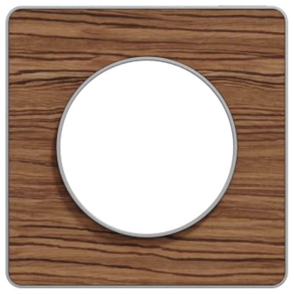 Plaque de finition simple Schneider Odace Touch pour 1 poste encastré - bois Wenge liseré alu
