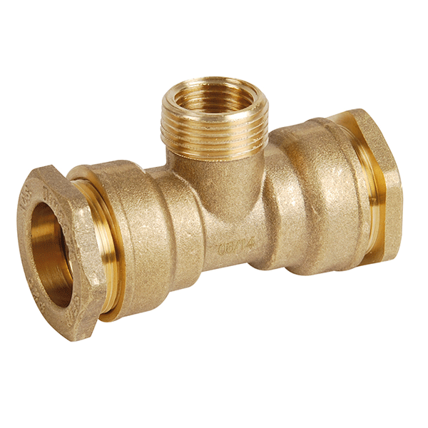 Raccord PE té égal laiton fileté mâle 3/4" taraudé femelle 1/2" pour tuyau Ø25 mm