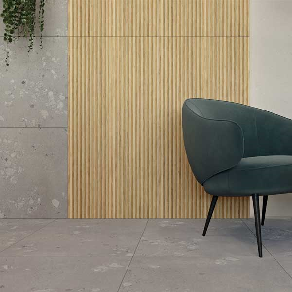 Carrelage sol intérieur effet terrazzo en grès cérame émaillé avec surface ABS - Castone - 80,0 CM x 80,0 CM - ép. 10,00 MM - Gris ciment