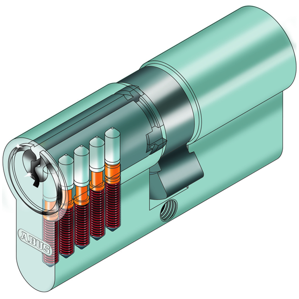 Cylindre de sécurité à bouton Abus E50 à 5 goupilles pour serrure à profil européen - 3 clés - 30 x 30 mm