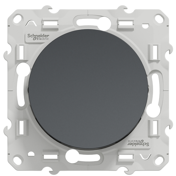 Interrupteur va-et-vient simple Schneider Odace - avec support de fixation à visser - anthracite - 10A 250V