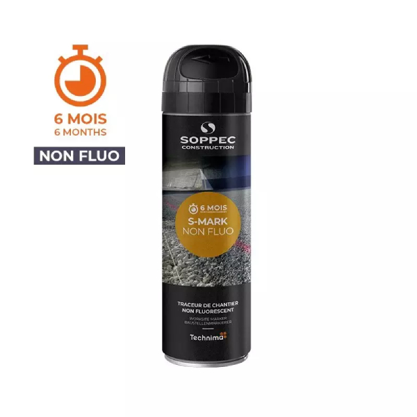 Traceur de chantier non fluorescent S Mark Noir - Aérosol de 500 ml - Durée de marquage 6 mois