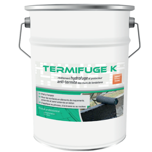 Enduit de protection hydrofuge et anti-termites du béton Termifuge K - 5 litres