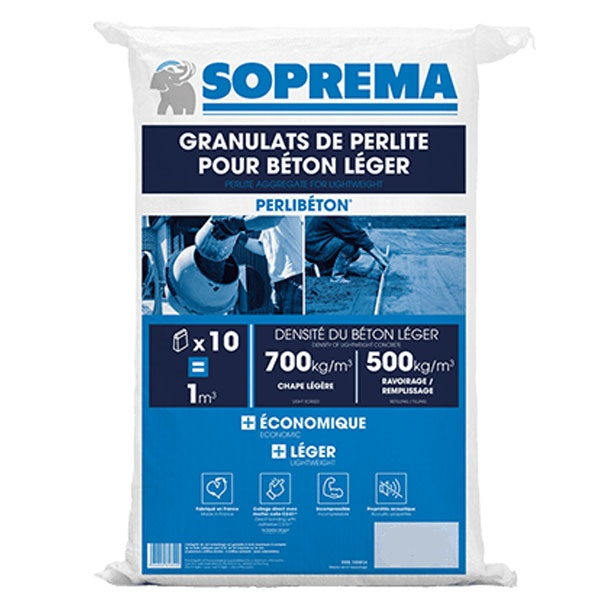 Granulats de perlite pour béton et mortier légers - Perlibéton - sac de 100 l