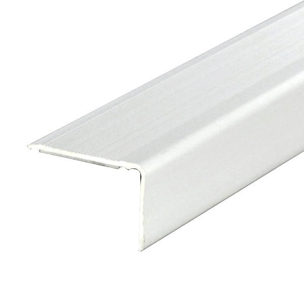 Nez de marche strié adhésif Dinac 6VA en Aluminium Naturel - 36 MM x 24,0 MM - 1,10 M