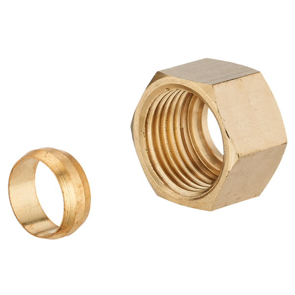 Écrou avec olive bicône Femelle pour tube en cuivre - Diamètre 12 mm - F 15 x 21 - Cuivre