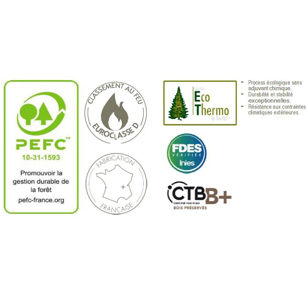 Bardage bois extérieur Pin du Nord traité Classe 3 - New Age EcoThermo - Profil Soléa 2 - Gris irisé - 125 MM x 27,00 MM - 4,20 M