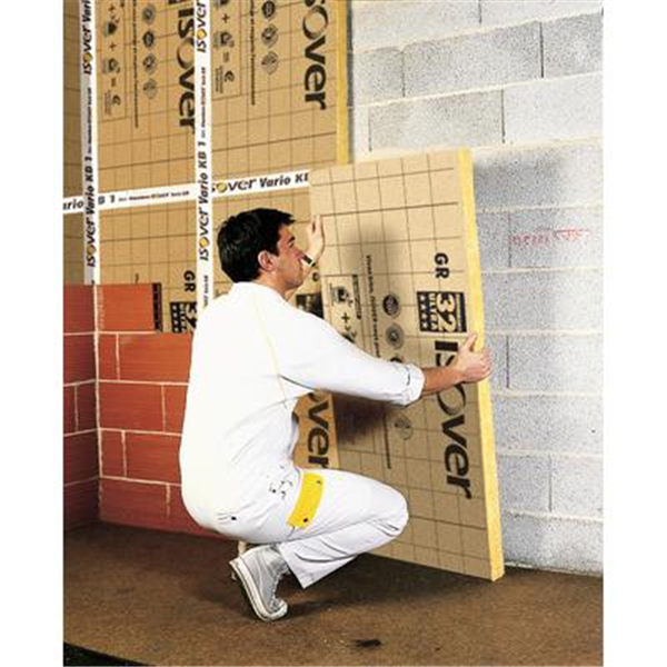 Panneau laine de verre pour murs et cloisons - GR 32 revêtu kraft Isover - R=4,35 m².K/W - 1,35 M x 0,60 M - ép. 140 MM