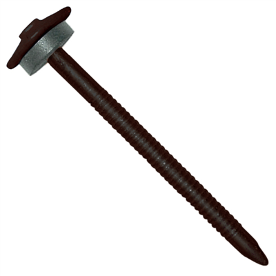 Clou galvanisé à pointe annelée avec rondelle pour tuile de rive - noir foncé RAL 9005 - 3,7x65mm - seau de 100