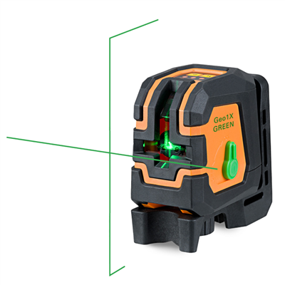 Laser croix de chantier Geo Fennel GEO1X-GREEN - lignes vertes - en sacoche avec support mural et 4 piles AA