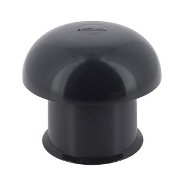 Chapeau de ventilation rond Nicoll - Diamètre 108 mm - Sortie 63 mm - Sans moustiquaire - PVC anti-UV - Gris anthracite