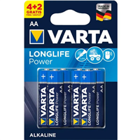 Pile alcaline LongLife Power AA / LR06 - Varta - Tension 1,5 Volt - Pack de 6