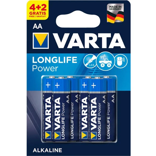 Pile alcaline LongLife Power AA / LR06 - Varta - Tension 1,5 Volt - Pack de 6