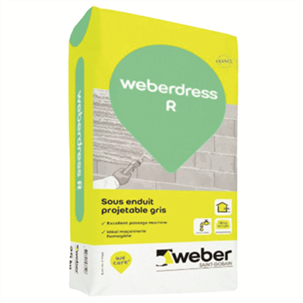 Sous enduit minéral projetable - Weberdress R - Gris clair - Sac de 25 kg