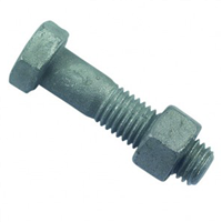 Boulon de charpente - tête hexagonale - filetage total - acier galvanisé - SB classe 8.8 - M12 x 40 mm - boîte de 100