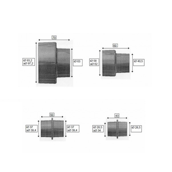 Buse d'aspiration Scheppach pour aspirateur diamètre 28,5 à 93,2 mm - lot de 4