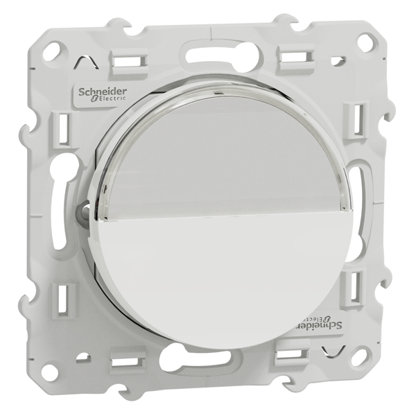 Poussoir avec porte-étiquette Schneider Odace à encastrer - support de fixation à visser - blanc - 10A 250V