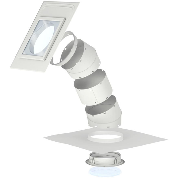 Conduit de lumière pour toiture ardoise en pente Velux Sun Tunnel TLR avec tube alu rigide et raccord intégré