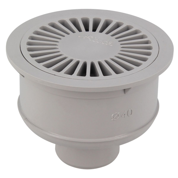 Siphonette d'évacuation de plain-pied Docia avec grille ronde Ø 98 mm - sortie verticale Ø  40 mm