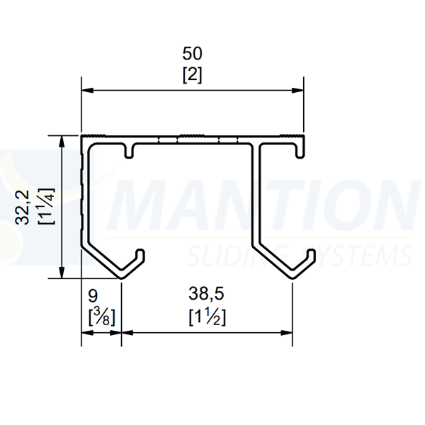 Rail aluminium double voie pré-percé Mantion Tubel pour porte de placard - longueur 194 cm
