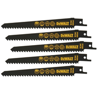 Lame de scie sabre bois et plastique Dewalt DT2362-QZ HCS longueur 152 mm - lot de 5