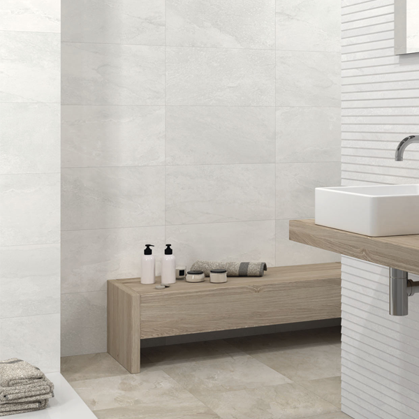 Faïence murale effet pierre Edilis Ruben - 60,0 CM x 30,0 CM - ép. 8,5 MM - Blanc