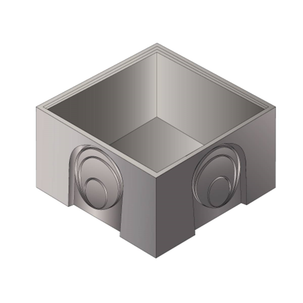 Fond de regard carré 1000x1000 - H600 - Canalisations Ø250 à Ø480