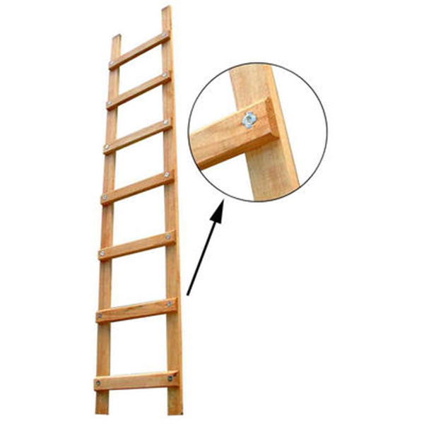 Échelle de couvreur en bois lasuré - 20 échelons - longueur 5 mètres - entraxe de marches de 25 cm