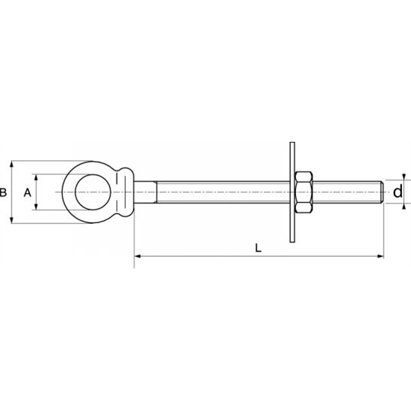 Piton à oeillet fileté avec écrou inox A4 6x60 mm trou de 15 mm - lot de 5