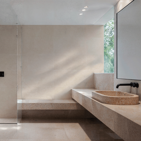 Carrelage mural pour salle de bains effet pierre - Portwall Plain lisse - 30 x 60 cm - ép. 8,5 mm - Blanc